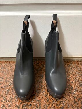 Robert Clergerie Matte Black Leather Platform Chelsea Booties